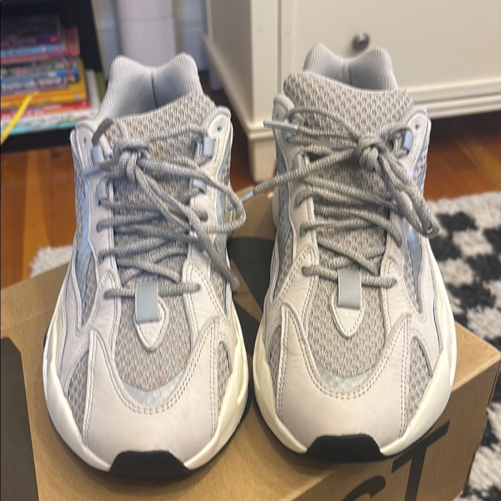 Adidas Gray Athletic Shoes with Chunky Design and Textured Sole